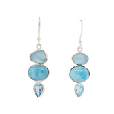 Sterling Silver Larimar and Blue Topaz Pear Dangles
